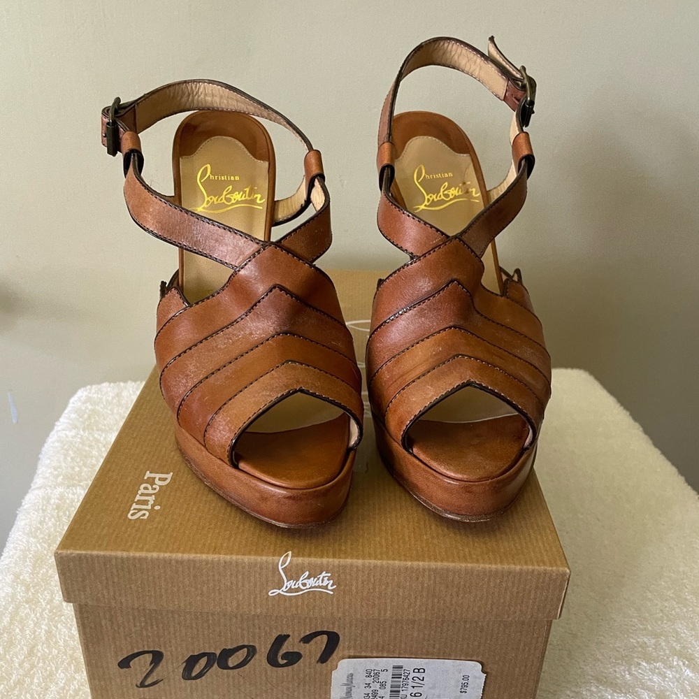Louboutin brown leather sandal